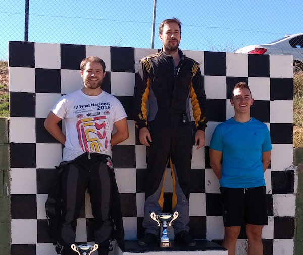 Podium final de la carrera de karts en Torremocha, Teruel